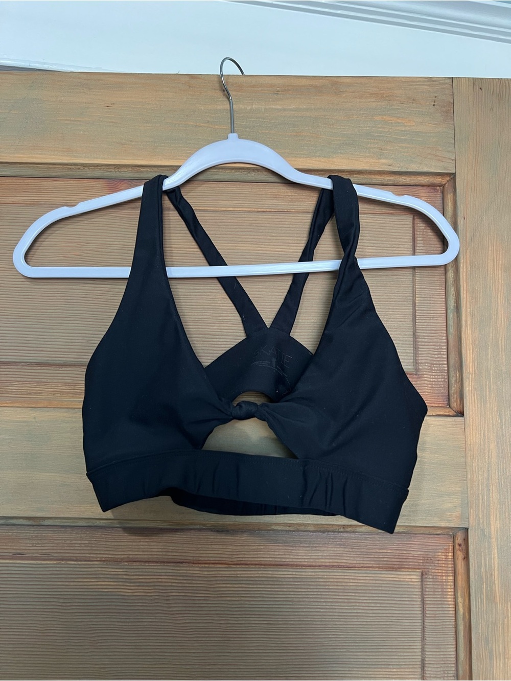 Skatie Black Strappy Knot-Front Sports Bra